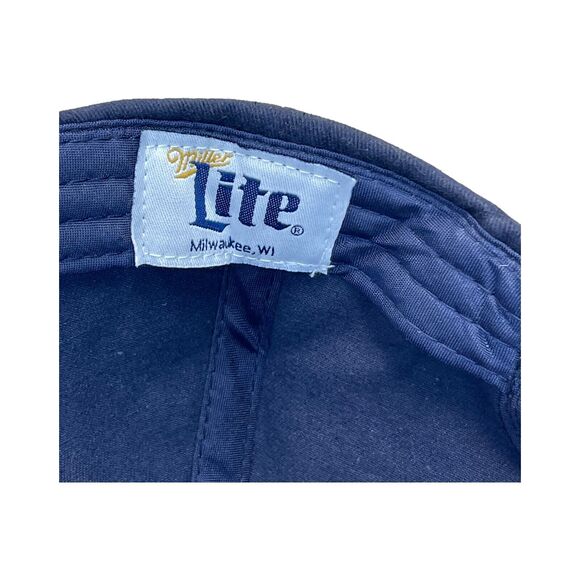 Miller Lite Navy Embroidered A Fine Pilsner Beer Classic Adjustable Snapback Hat - Picture 6 of 7
